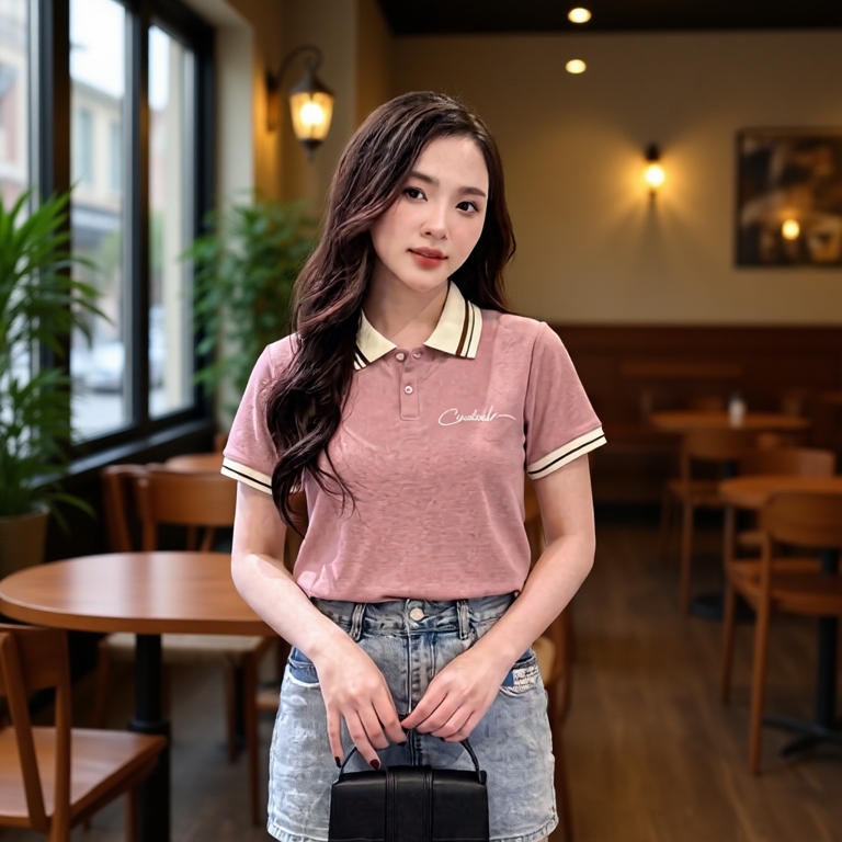 Áo nữ Polo-Lista Thêu Chữ thiết kế from vừa đủ size ,thanh lịch-sang trọng ,phù hợp bốn mùa ( Mã 3)