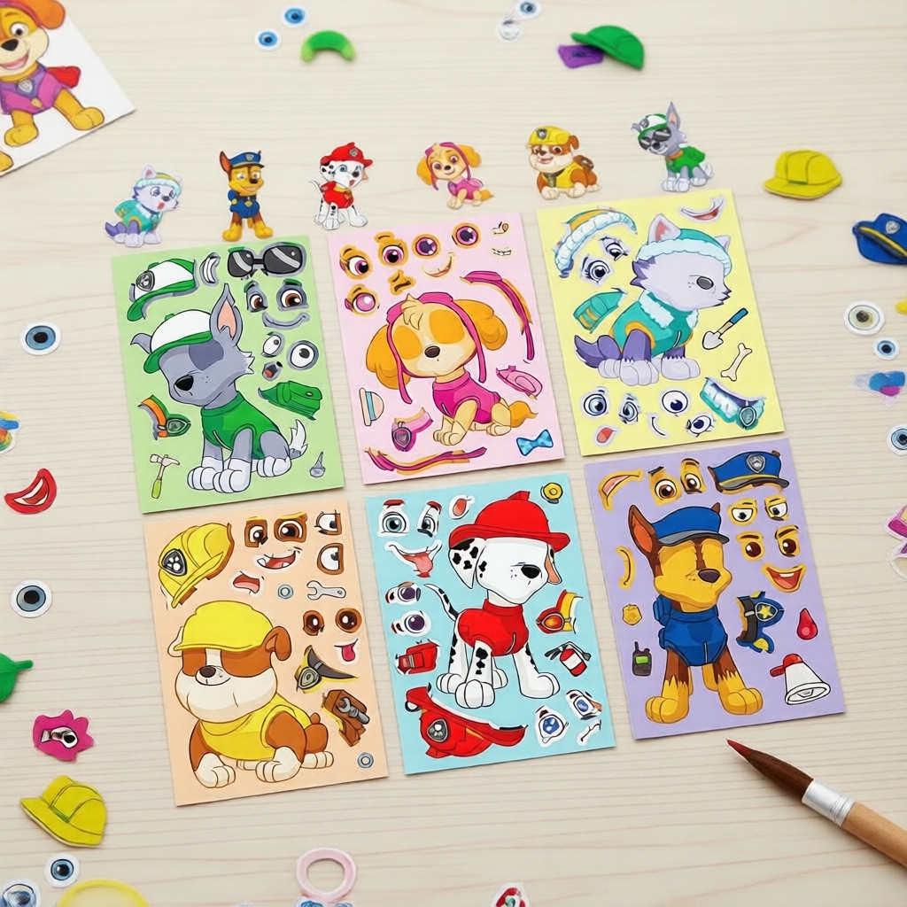 Bộ Sticker PAW Patrol thẩm mỹ 6 cái, Decal dán DIY chống nước bền cho trẻ em