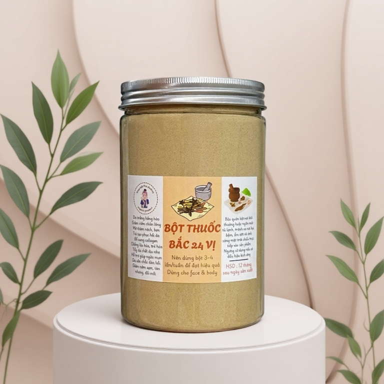Bột tắm trắng thuốc bắc 24 vị trắng da giảm mụn mờ thâm, bột đắp mặt thuốc bắc