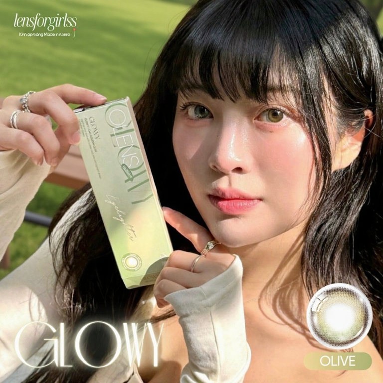 (OLENS) Lens 1 ngày | Kính áp tròng hiệu ứng phủ bóng GLOWY OLIVE chính hãng KOREA | LENSFORGIRLSS