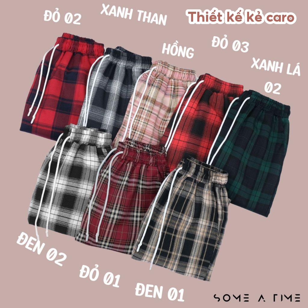 Quần Flannel Noel Đỏ Xanh  , Kẻ Caro Ống Rộng Sometime Nữ Và Nam Mặc Ở Nhà Thoải Mái Vải Không Xù, Không Nhàu-CR01