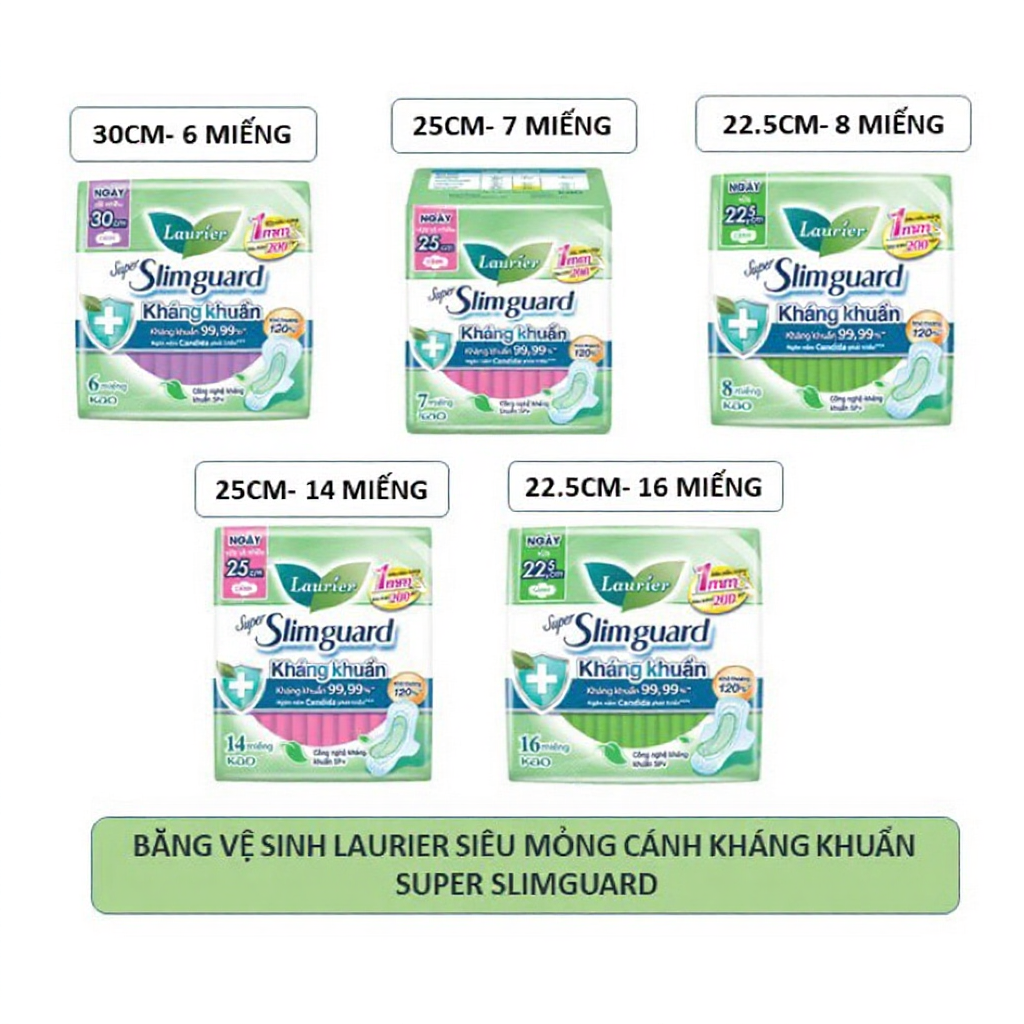 BĂNG VỆ SINH LAURIER SUPER SLIMGUARD SIÊU MỎNG KHÁNG KHUẨN