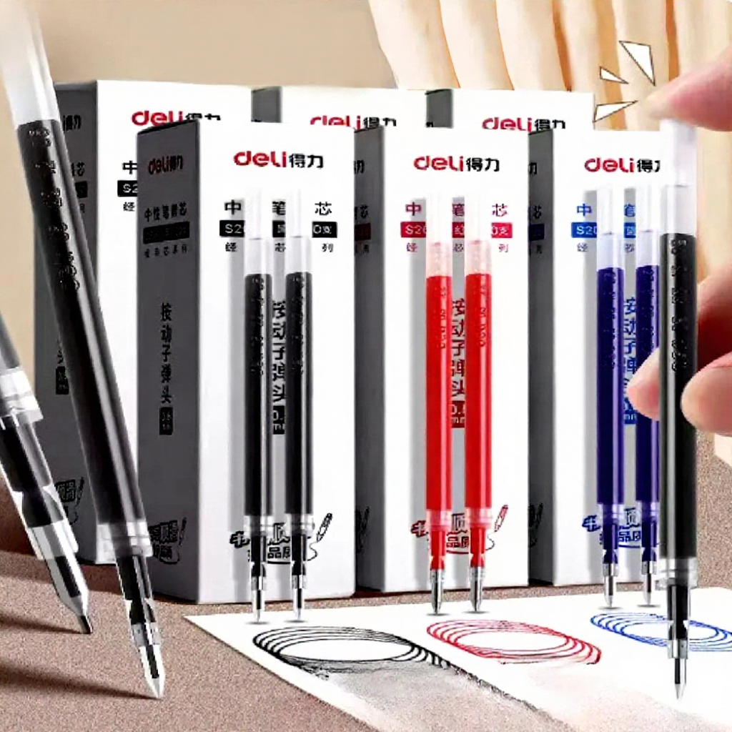 Combo 20 Ruột Bút Gel DELI S206 Ngòi 0.5mm Viết Êm Trơn