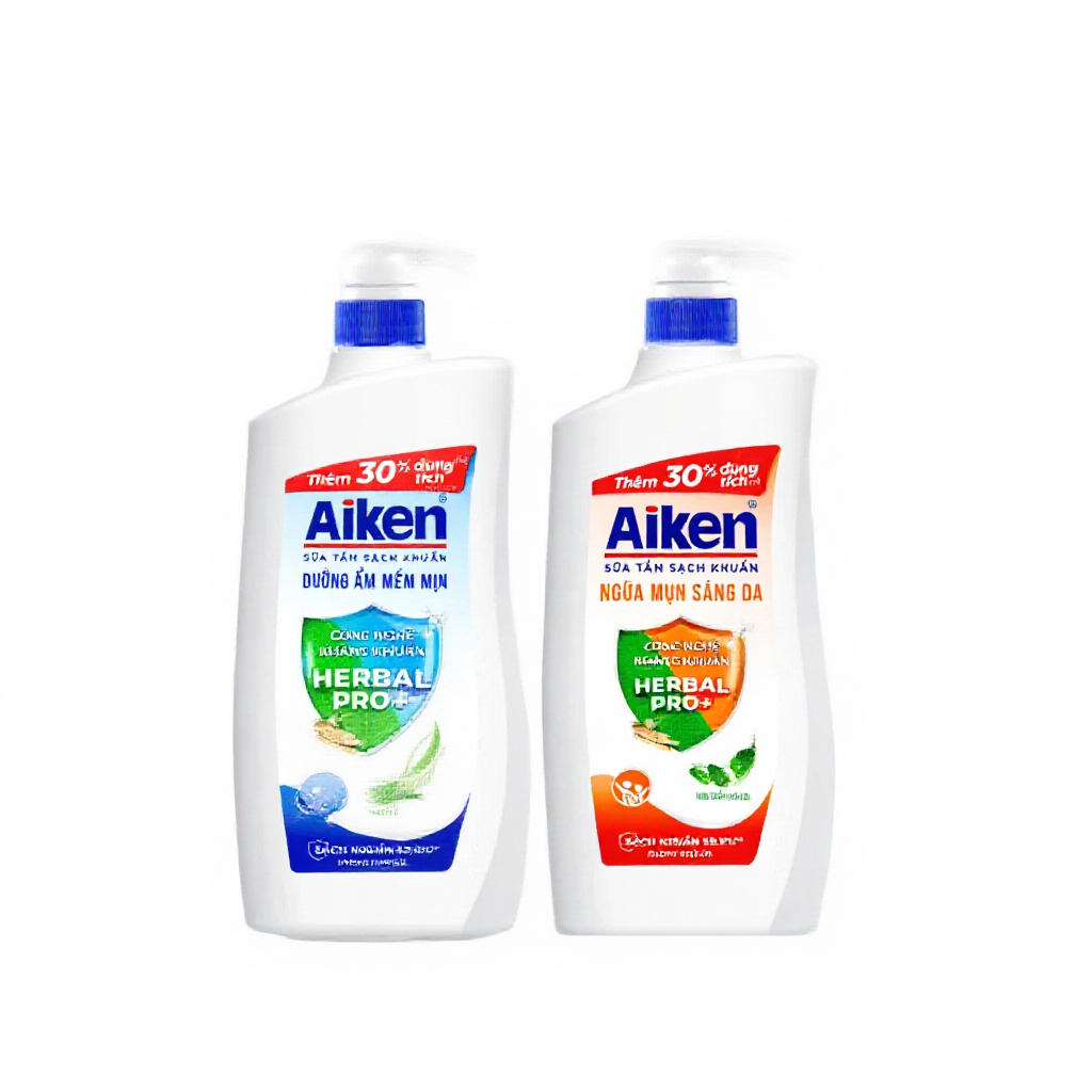 Sữa tắm sạch khuẩn Aiken thảo mộc Dưỡng ẩm mềm mịn / Ngừa mụn sáng da 845g