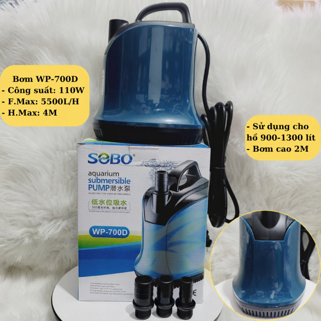 Máy bơm chìm Sobo WP-700D công suất mạnh, hoạt động êm, hút đáy 360 độ