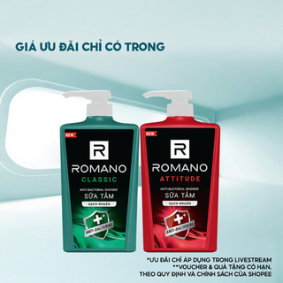  Sữa tắm nam sạch khuẩn Romano hương thơm nam tính Classic  Attitude 650g chai - KOL 