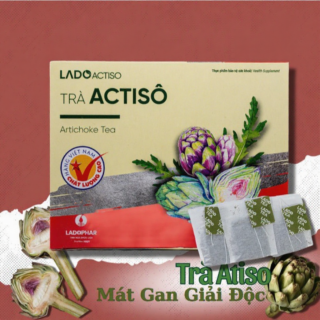 Trà Atiso Ladophar Hộp 100 Túi Lọc – Atiso Đà Lạt Mát Gan Giải Độc Cao Cấp
