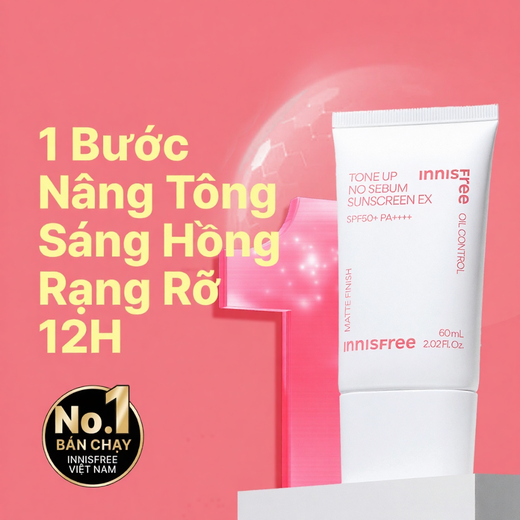 Kem chống nắng nâng tông kiềm dầu INNISFREE Tone Up No Sebum EX SPF 50+ PA++++ 60 mL