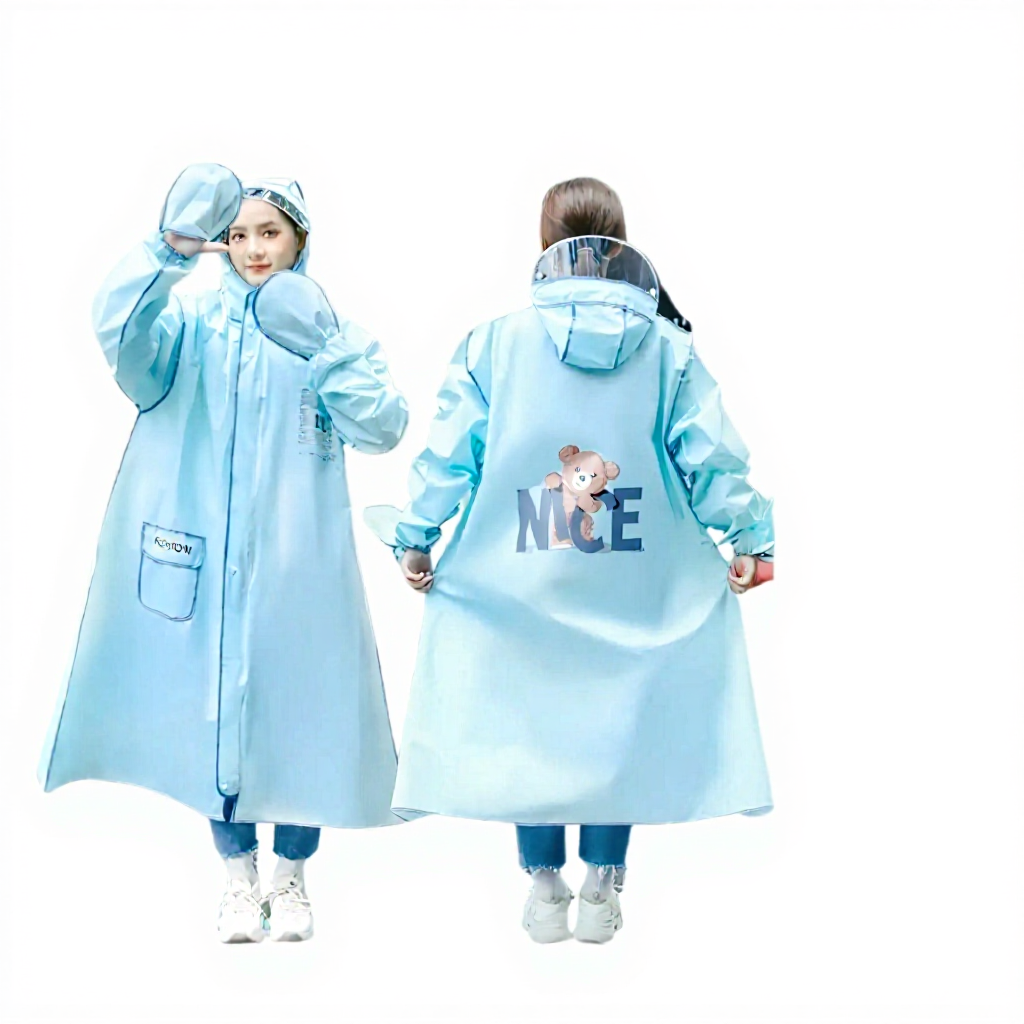 Áo mưa thời trang Didooglt có khoá kéo tiện lợi hình gấu Nice tặng kem kính chắn mưa chống thấm tốt