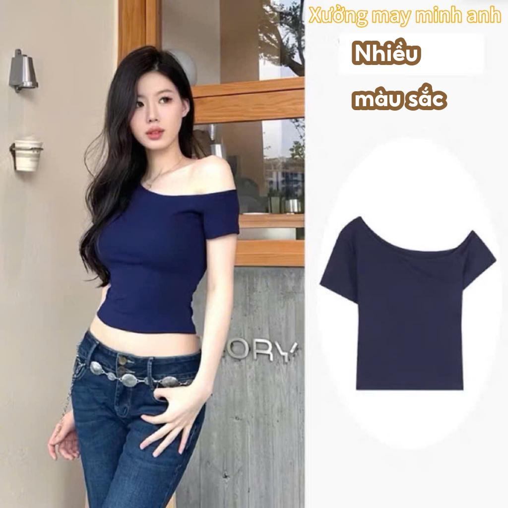 Áo Thun Ngắn Tay Cổ Trễ Nhiều Màu Dành Cho Nữ Mùa Hè Phong Cách Mới MA378