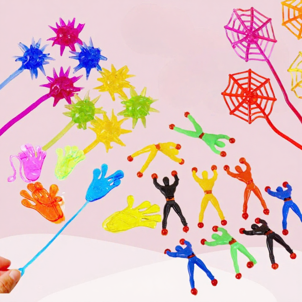 DANY SET 5 ĐỒ CHƠI DÍNH TƯỜNG CAO SU ĐỦ LOẠI VUI NHỘN