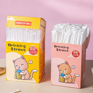 Hộp 300 Ống Hút Nhựa Dùng 1 Lần Trong Suốt, An Toàn Không Mùi