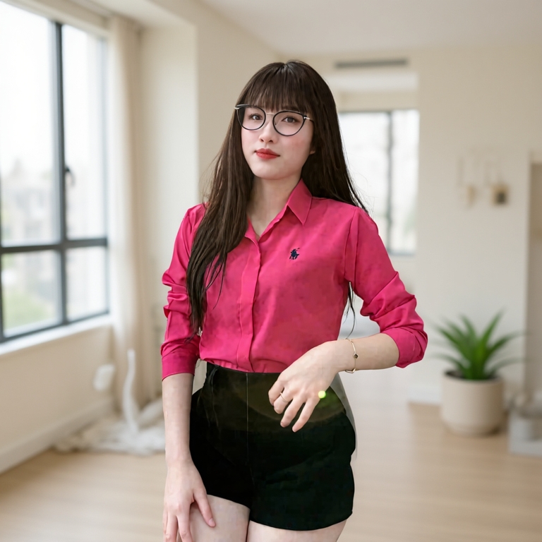Áo sơ mi nữ tay dài thêu ngựa giấu cúc nhiều màu phong cách hàn quốc mã A22