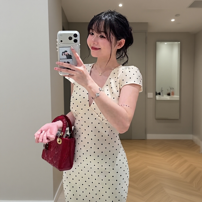 Đầm Lụa Chấm Bi - Đầm Lụa Trơn Có Tay Form Dài, Váy Lụa Hàn Châu 1 Lớp Không Mút, Không Dây Kéo