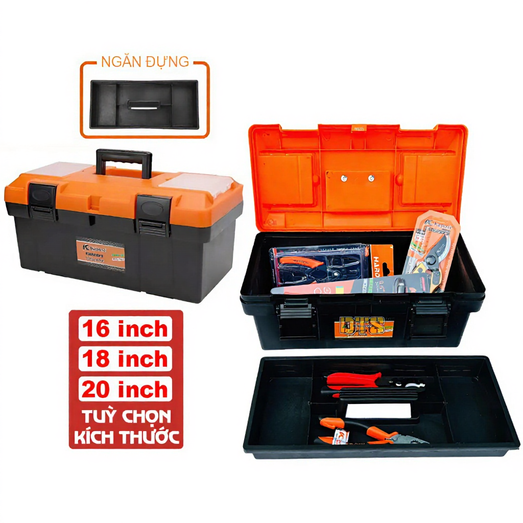 Hộp đựng dụng cụ Kapusi 16/18/20'' chất liệu nhựa ABS bền bỉ