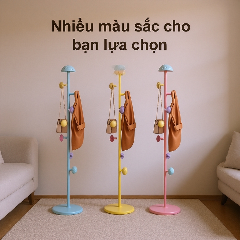 𝑻𝒓𝒐𝒚 Cây Treo Quần Áo Hình Nấm Dễ Thương Hoạt Hình Giá treo quần áo đứng chất Móc Treo Đa Năng