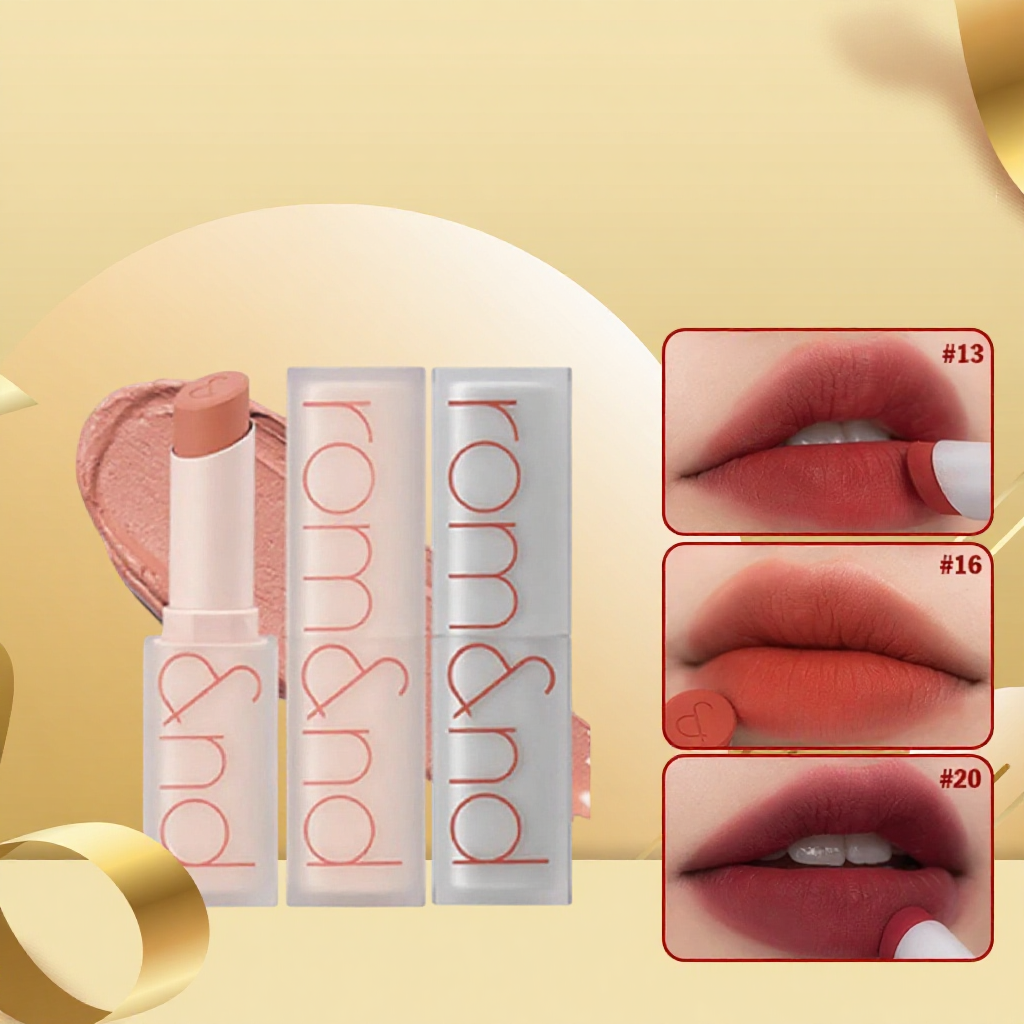 [NEW] [Muteral Nude] Son thỏi Siêu Lì Cao Cấp Hàn Quốc Romand New Zero Matte Lipstick 3g (02 gạch ML