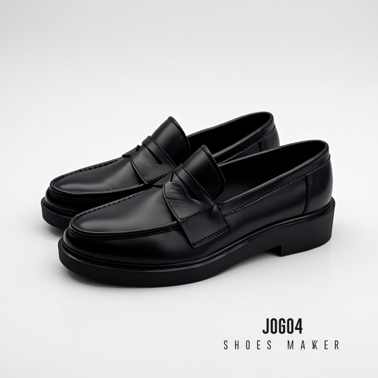 Giày Penny Loafer D3 - JOG04 , da bò nguyên tấm , đế cao su đúc cao 3,8cm ( D3 )