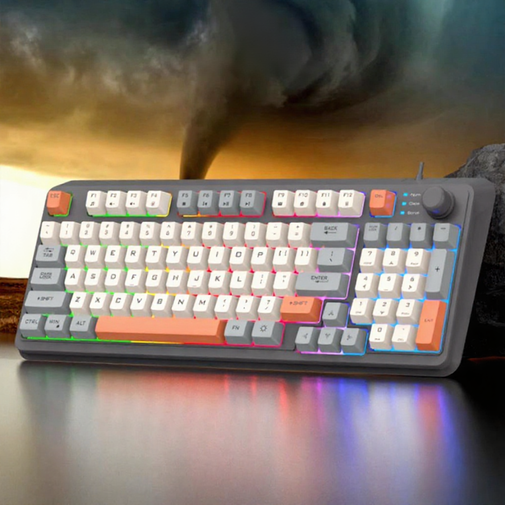 Bàn phím giả cơ XUNFOX K82/K820 – 94 phím dùng chơi game, kèm nút vặn âm lượng tiện dụng