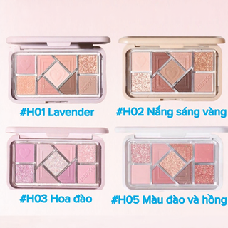  Bảng phấn mắt 9 ô Happie HOLD LIVE chất nhũ mịn lấp lánh lên màu tự nhiên 