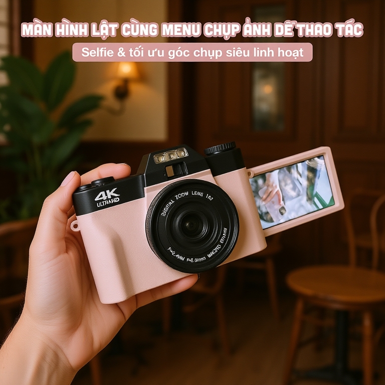 [Tặng thẻ nhớ] Máy Chụp Hình Retro 48MP Quay phim 4K UltraHD  - giả lập màu phim, quay video slow-mo, tích hợp wifi