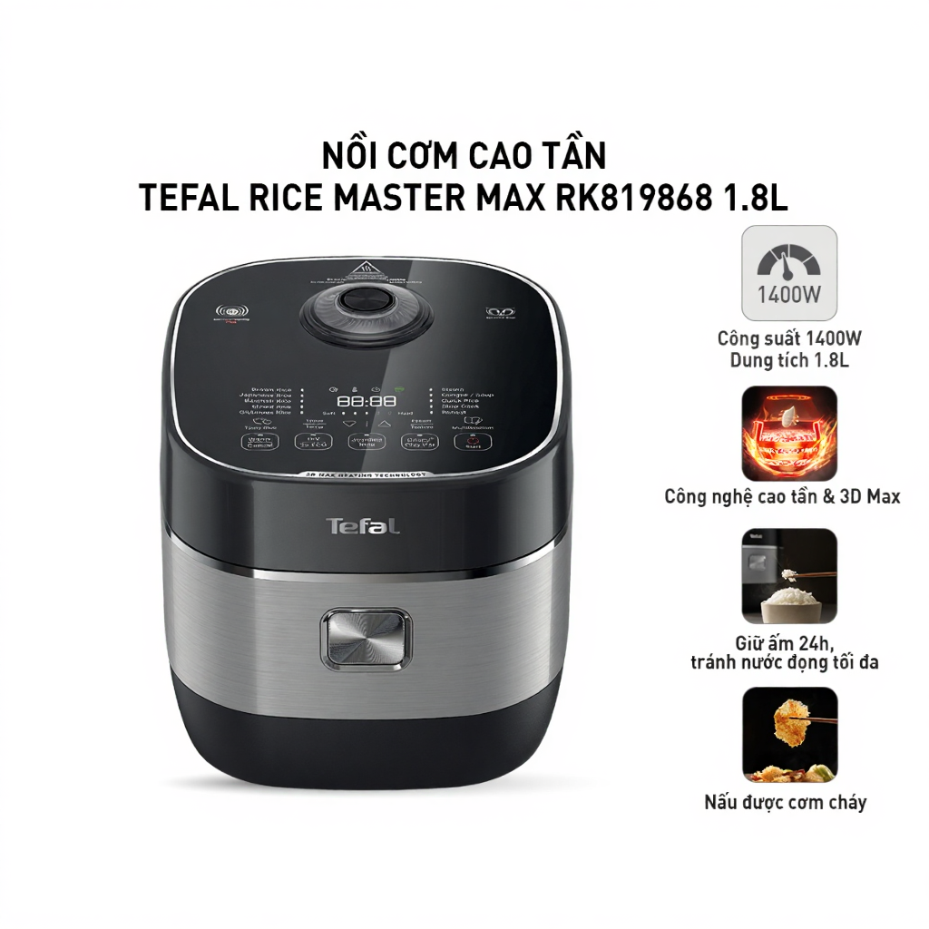 Nồi cơm cao tần Tefal Rice Master Max RK819868 1.8L
