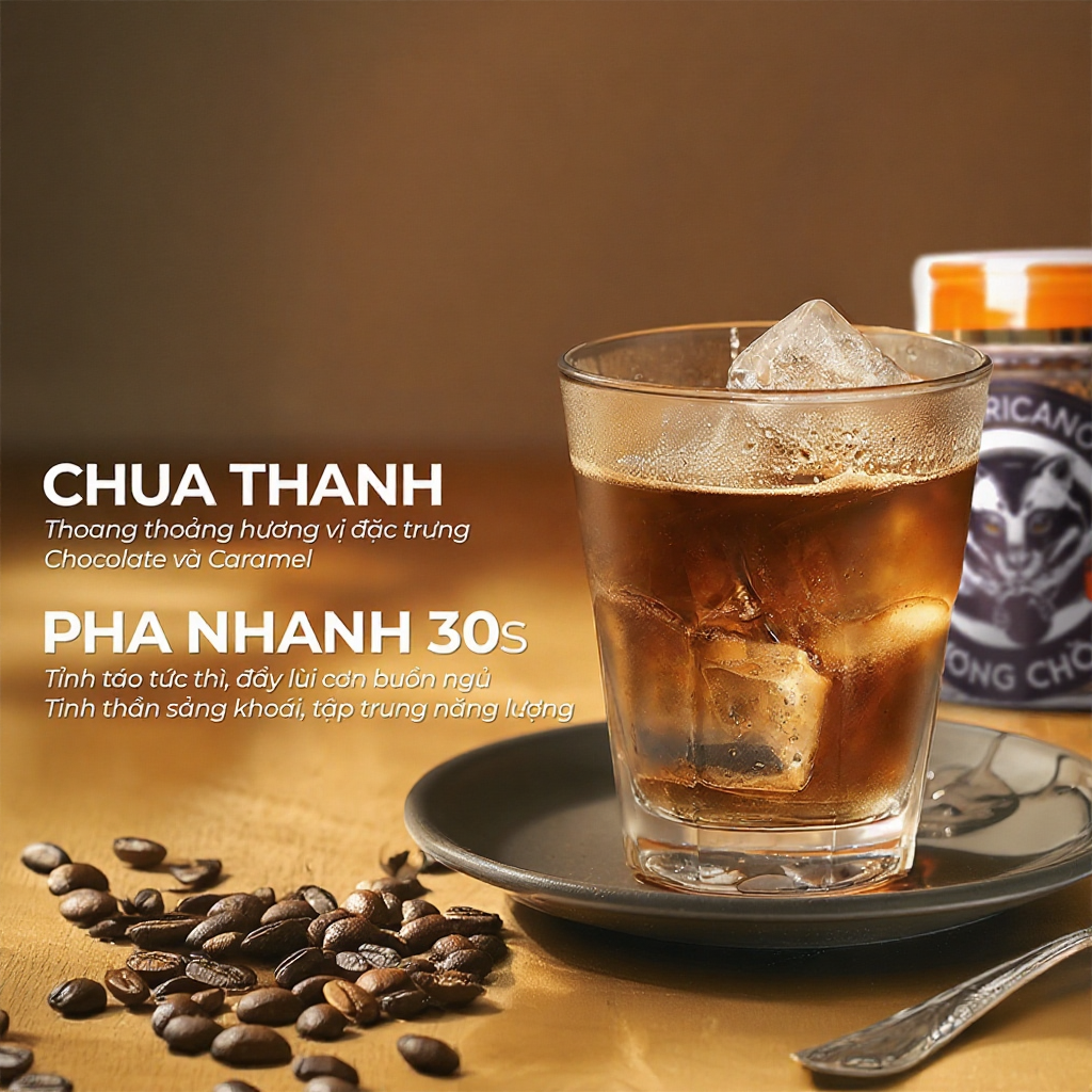 [TẶNG LY THỦY TINH] Cà Phê Arabica Sấy Lạnh Hương Chồn Americano 50g Ban Me Gold