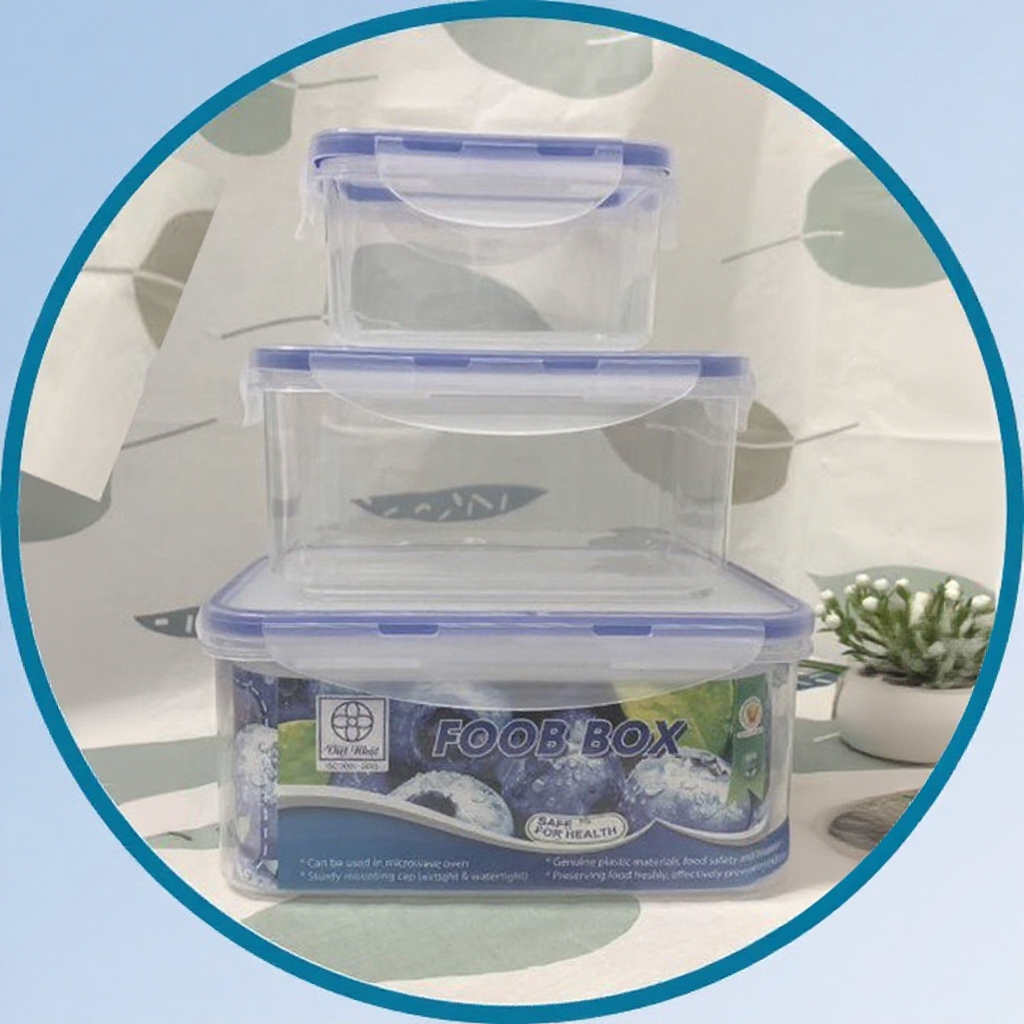 Bộ 3 hộp nhựa chữ nhật đựng thực phẩm, bảo quản thức ăn tiện lợi, an toàn (MS: 6530)