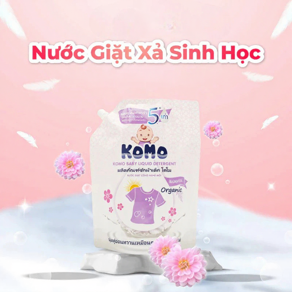 [Top Value] Nước Giặt Xả Sinh Học Komo-9 Hương Hoa Cỏ Phương Đông dùng cho em bé >6 tháng, túi 2L