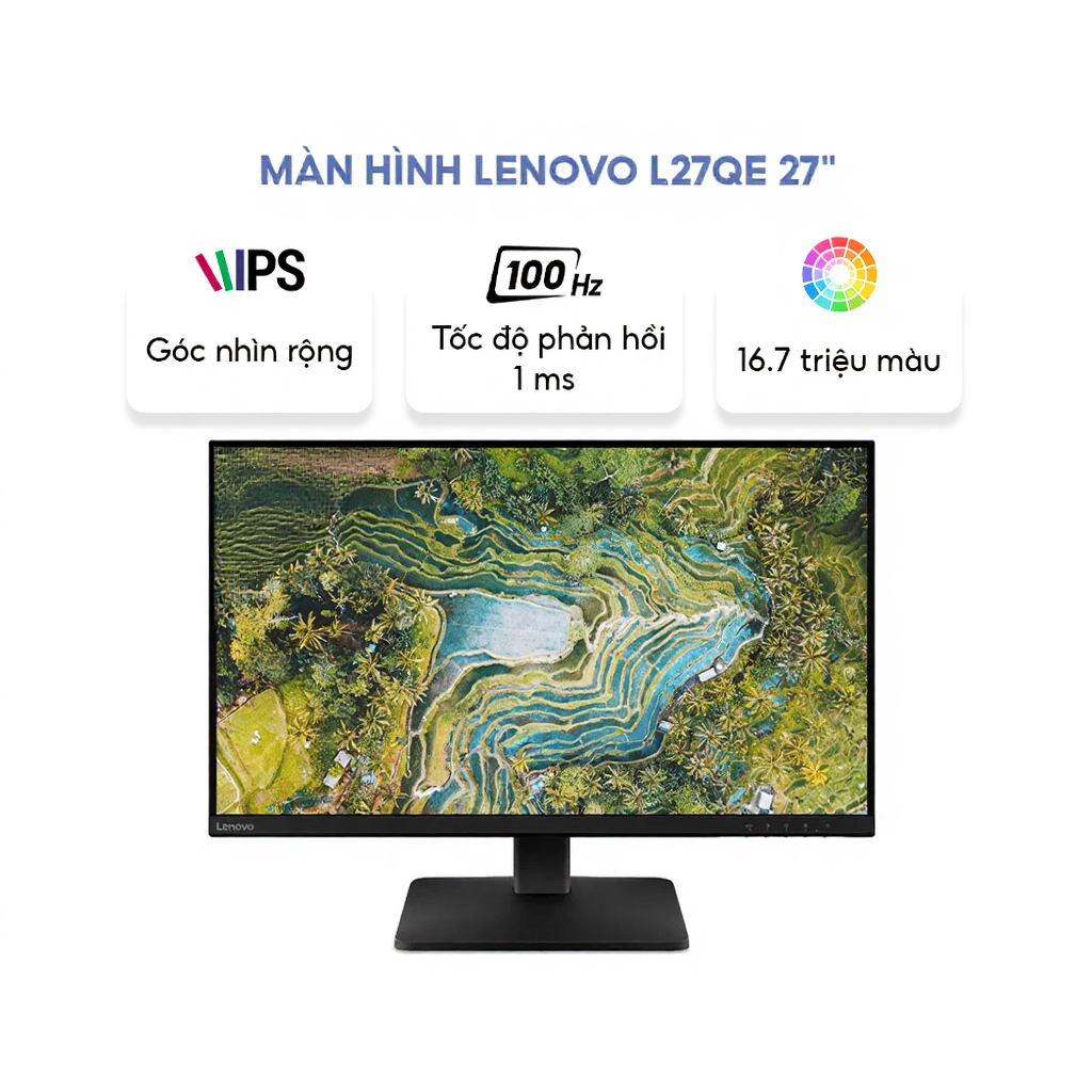 Màn hình Lenovo L27qe 27" (QHD (2K) 2560 x 1440/ IPS/ 100Hz/ 6 ms)