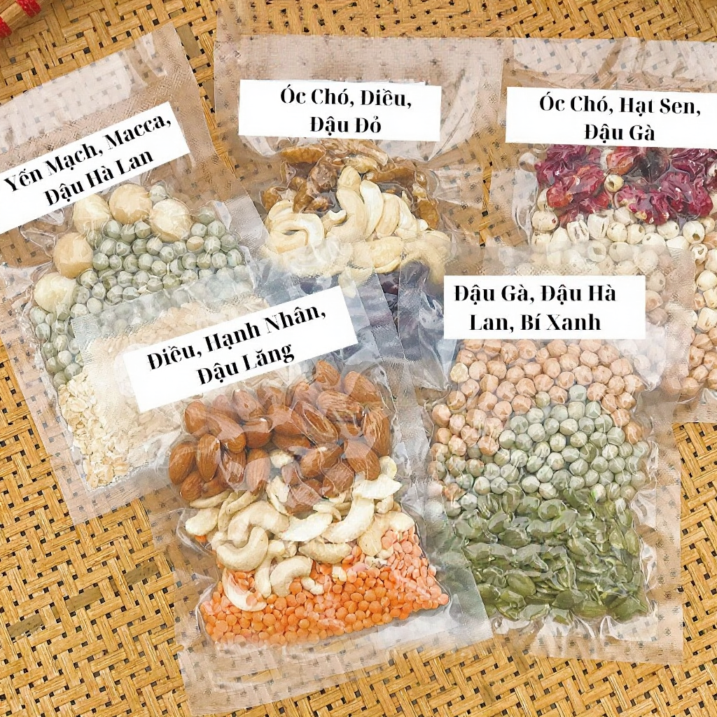 Set hạt dinh dưỡng nấu sữa hạt túi hút chân không mix sẵn 10 ngày