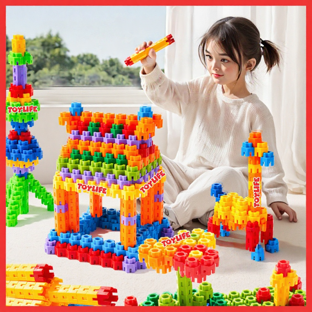 Đồ chơi xếp hình lục giác 3D xây dựng thông minh 800 chi tiết cho bé TOYLIFE