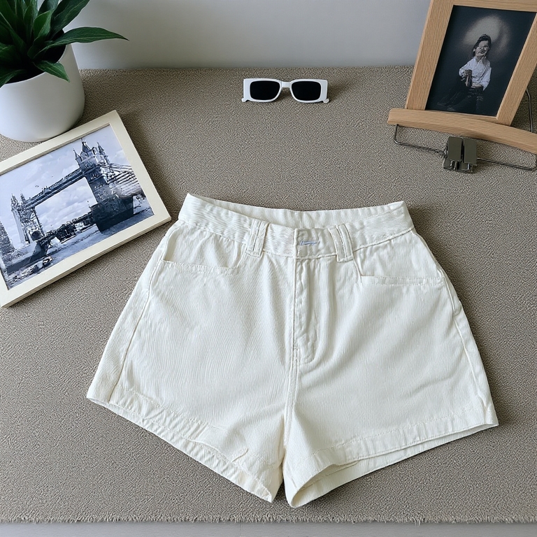 Quần Short Jean Nữ Form Chữ A Bigsize 55–85kg Lưng Cao Trơn Che Đùi (Trắng/Đen) MS1088 – 2KJeans
