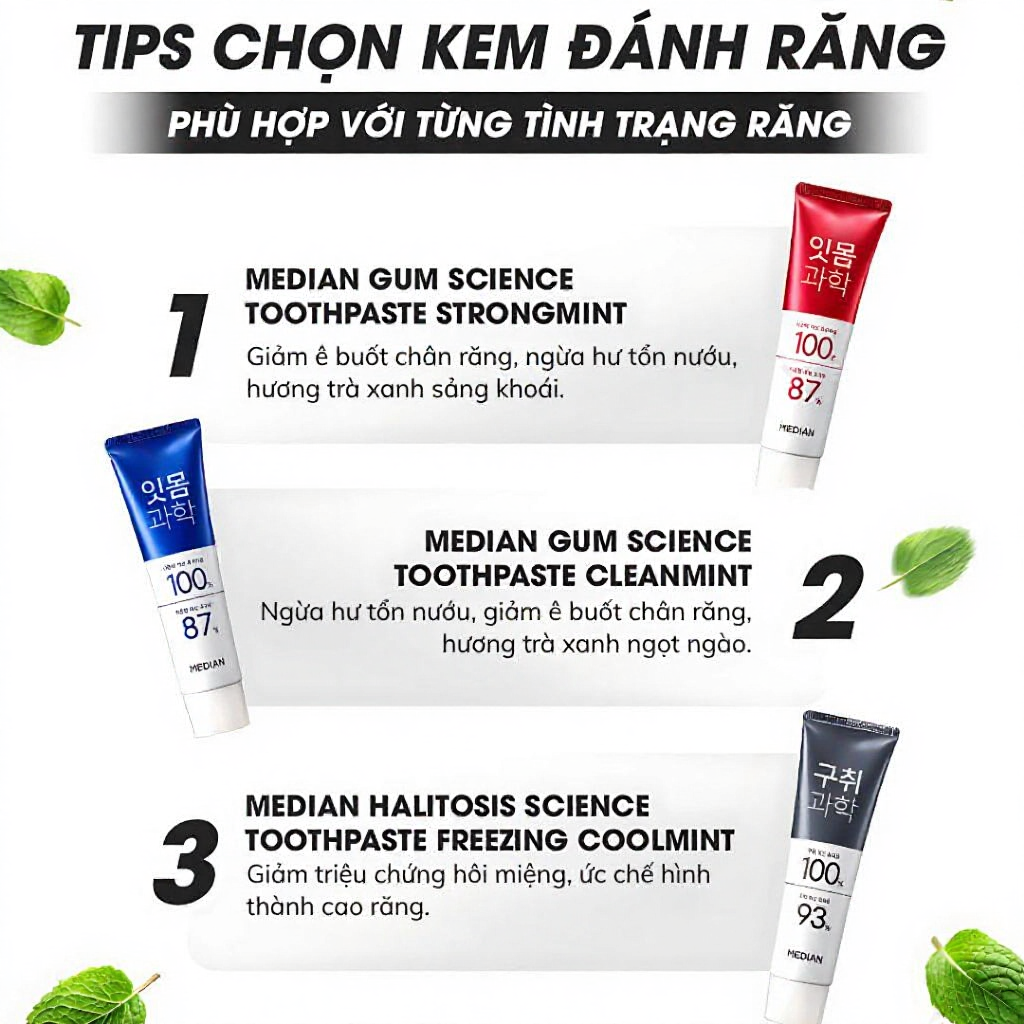 Kem Đánh Răng MEDIAN DENTAL IQ 93% 120g - MEDIAN GUM SCIENCE 87% - 93% 120g