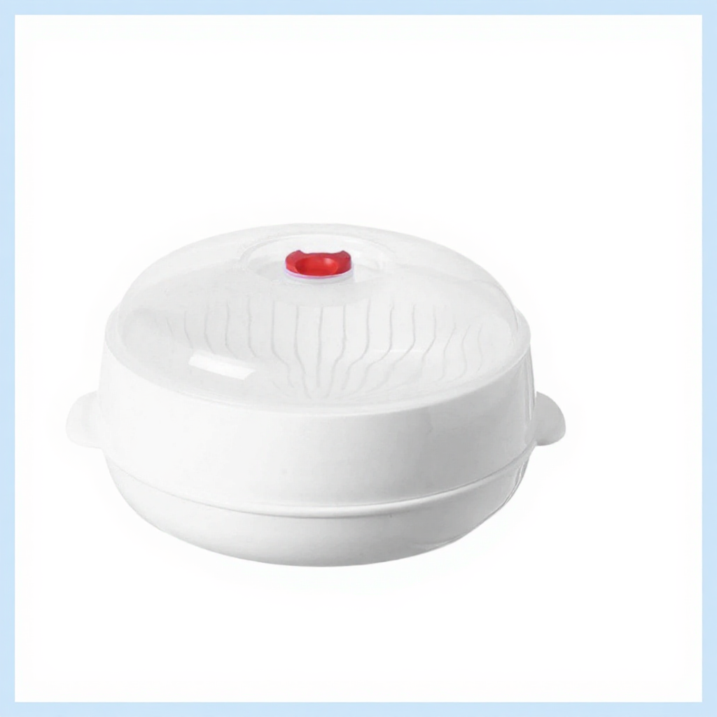 Khay nhựa hấp lò vi sóng 2 tầng chịu nhiệt tốt, sử dụng tiện lợi