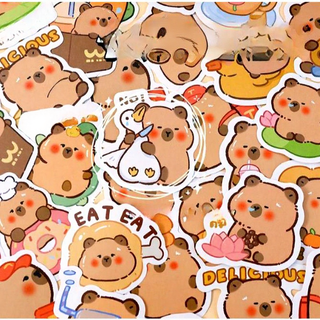  SET 30 STICKER CAPYBARA DÁN MŨ BẢO HIỂM ĐIỆN THOẠI LAPTOP 