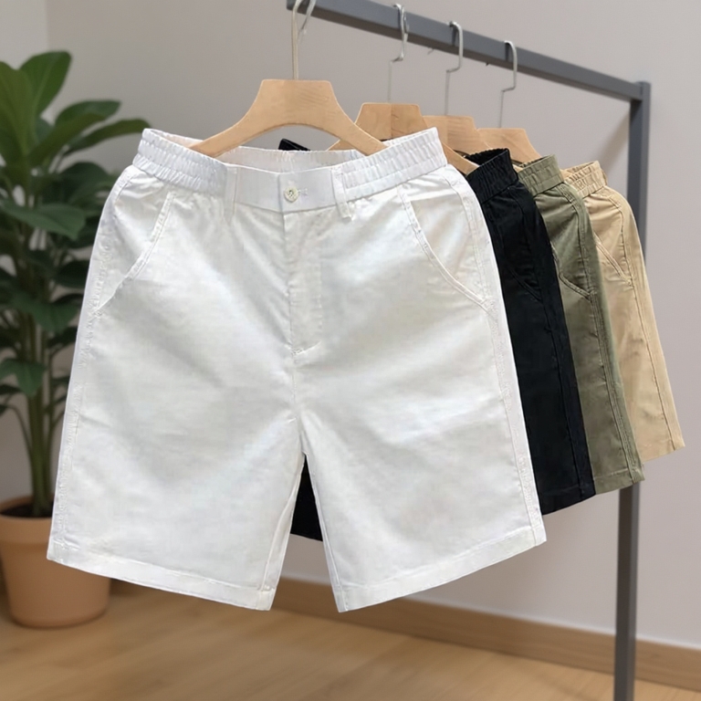 Quần short nam KAKI GIÓ cạp chun pha cúc trẻ trung