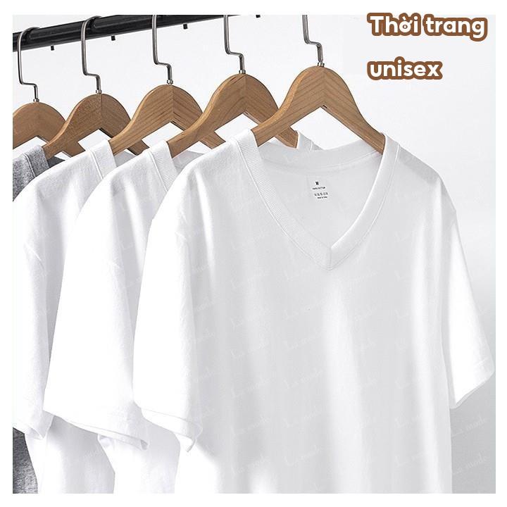 Áo Thun Trơn Cổ Tim Hàn Quốc Basic Unisex Nam Nữ Phiên Bản Cao Cấp - La mode
