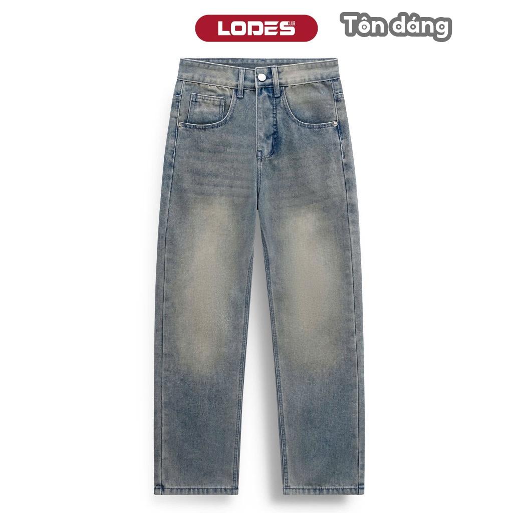Quần Jean Ống Đứng LODES CLUB Form Hàn Quốc Chất Denim Cotton Mềm Mại Dành Cho Nam, Menswear Wash