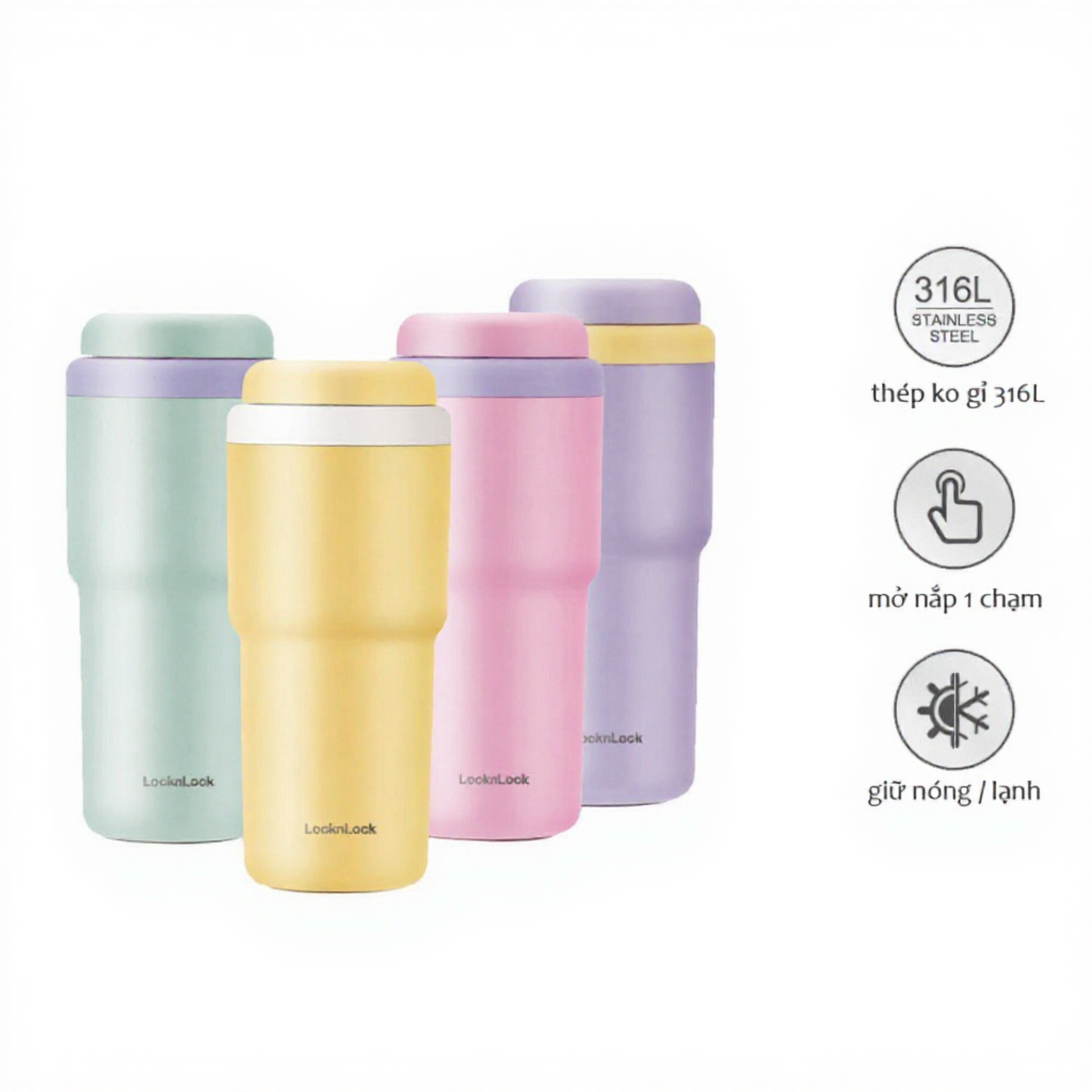 Ly giữ nhiệt LocknLock 480ml Daily Macaron Tumbler LHC3292, LHC3291, Hàng chính hãng - JoyMall