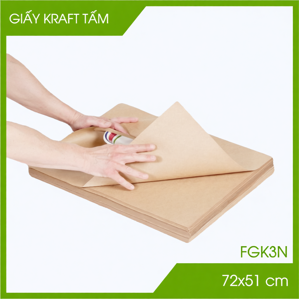 FGK3N - 51x72cm - Combo 100 tấm giấy Kraft nâu gói thực phẩm