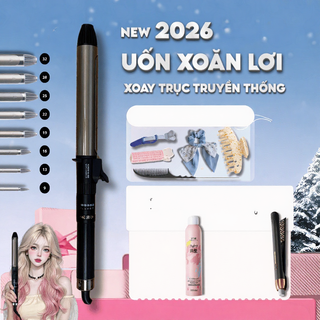 Combo Máy uốn tóc xoăn truyền thống xoay trục 360 độ, máy dập xù bấm phồng chân tóc, máy sấy tóc KOREMI (mẫu mới 2024)