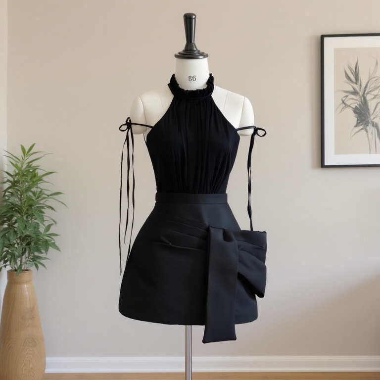 Đầm dự tiệc cổ yếm phối tà nơ to Keva Dress