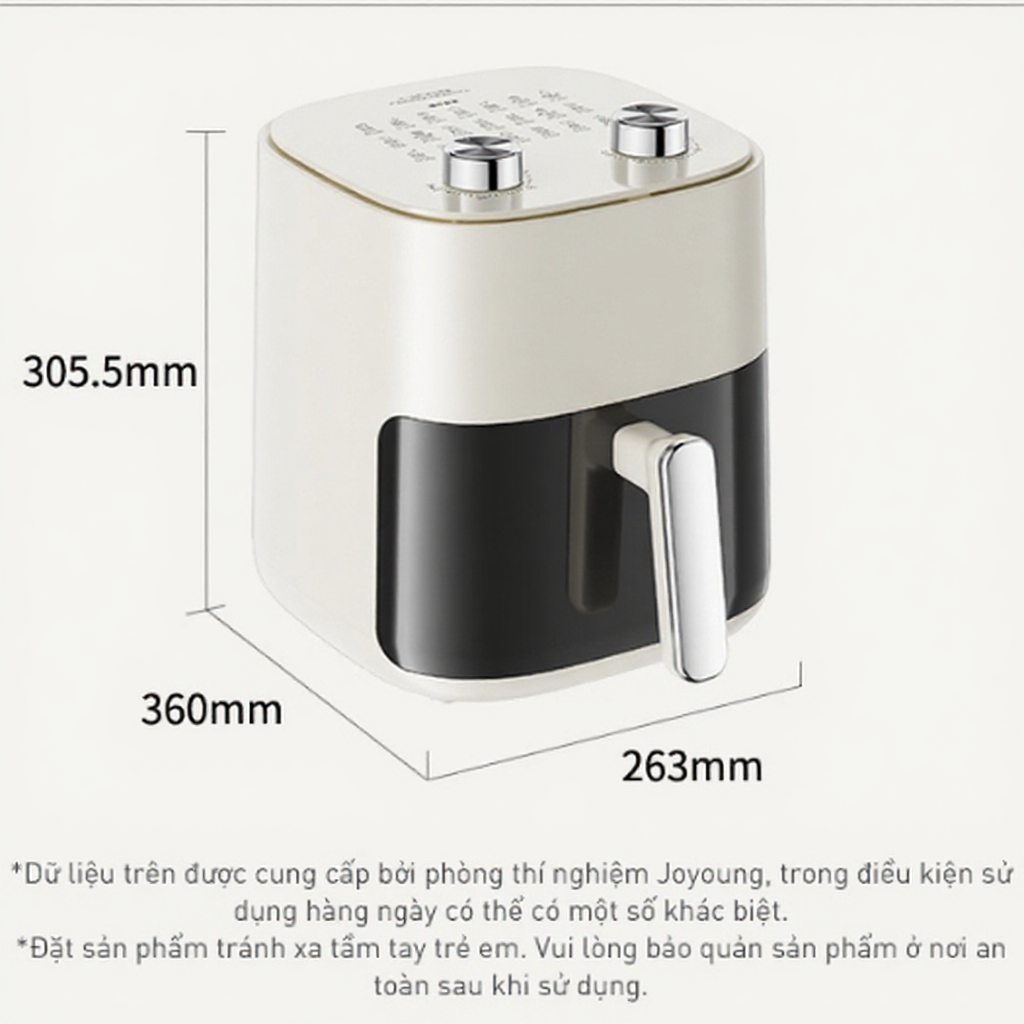 Nồi chiên không dầu 5L Joyoung JAF-565 | Công suất 1500W | Điều khiển núm xoay