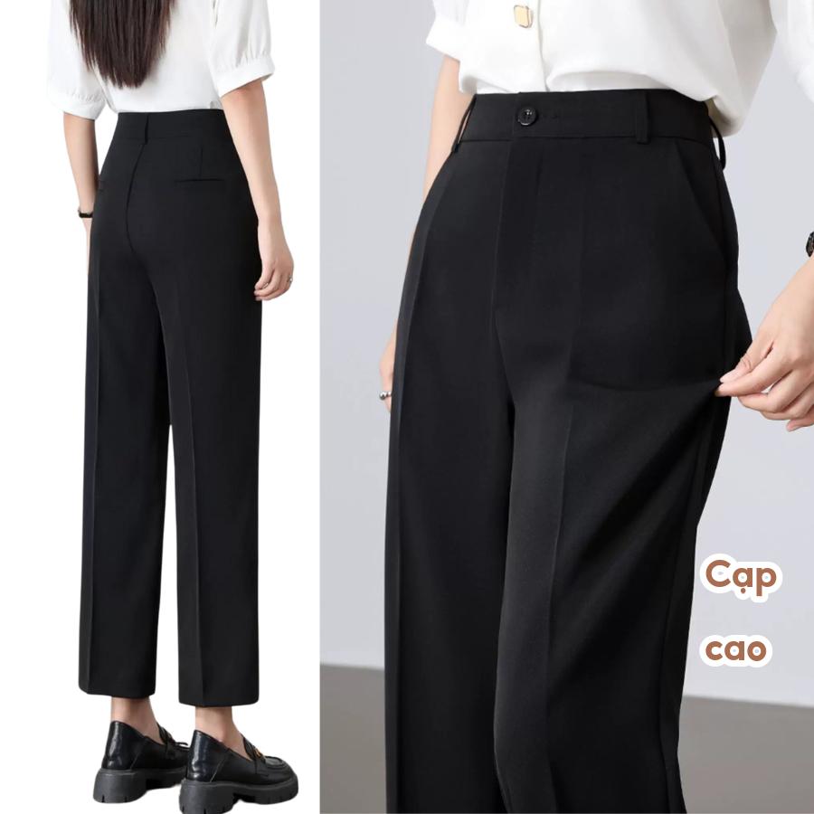 Quần vải ống đứng PEAR.CLUB V2, quần tây nữ đi làm ống suông thẳng cạp cao tôn dáng Q06