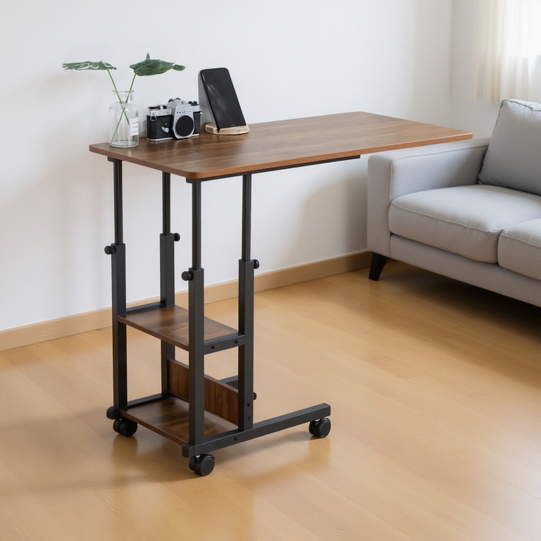 Bàn Làm Việc, Bàn Nâng Hạ Nội Thất Măng, mặt gỗ mdf,chân sắt có bánh xe di chuyển, đa năng tiện dụng