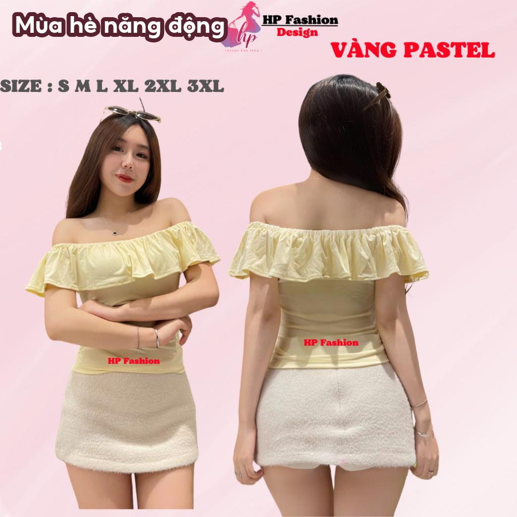 Áo thun body trễ lệch vai nhún 2 bên eo, áo nữ kiểu nữ basic vải thun cotton borip trơn co giãn mùa hè HP46