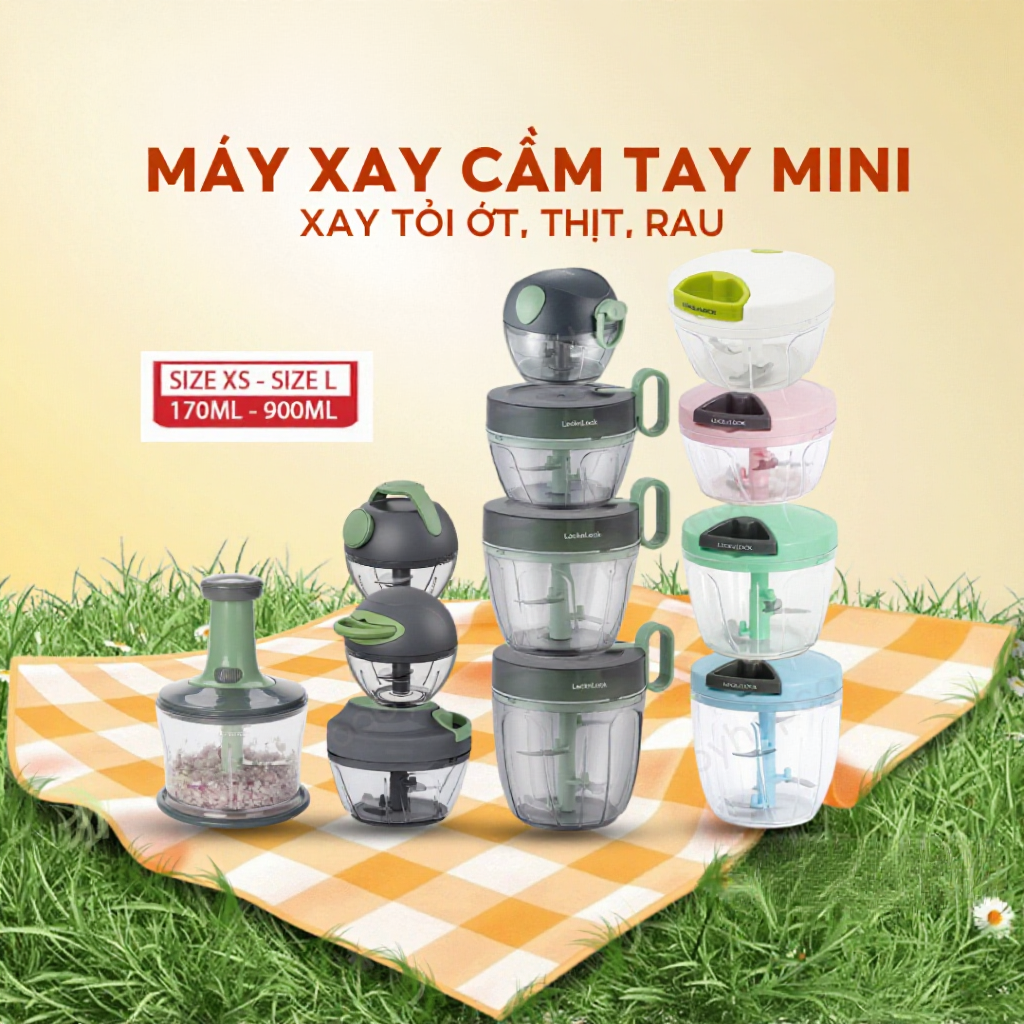 Máy xay tỏi ớt mini cầm tay LocknLock  Lưỡi Xay Bén Dễ Vệ Sinh Đa Dạng Mẫu Mã