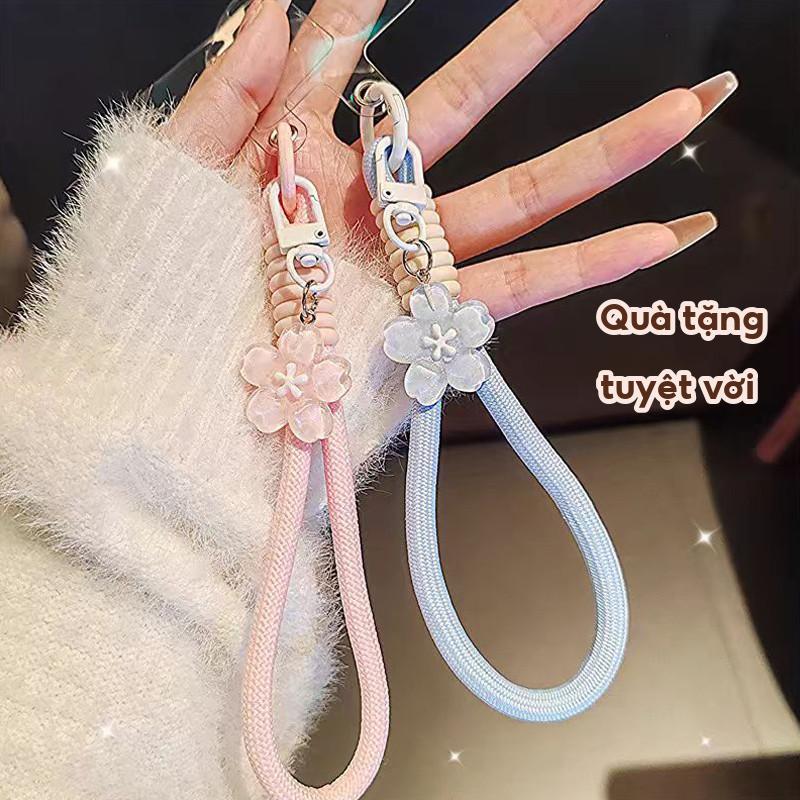 Trái tim cô gái thạch hoa anh đào điện thoại mặt dây chuyền dễ thương hộp đựng tai nghe đa năng dây đeo