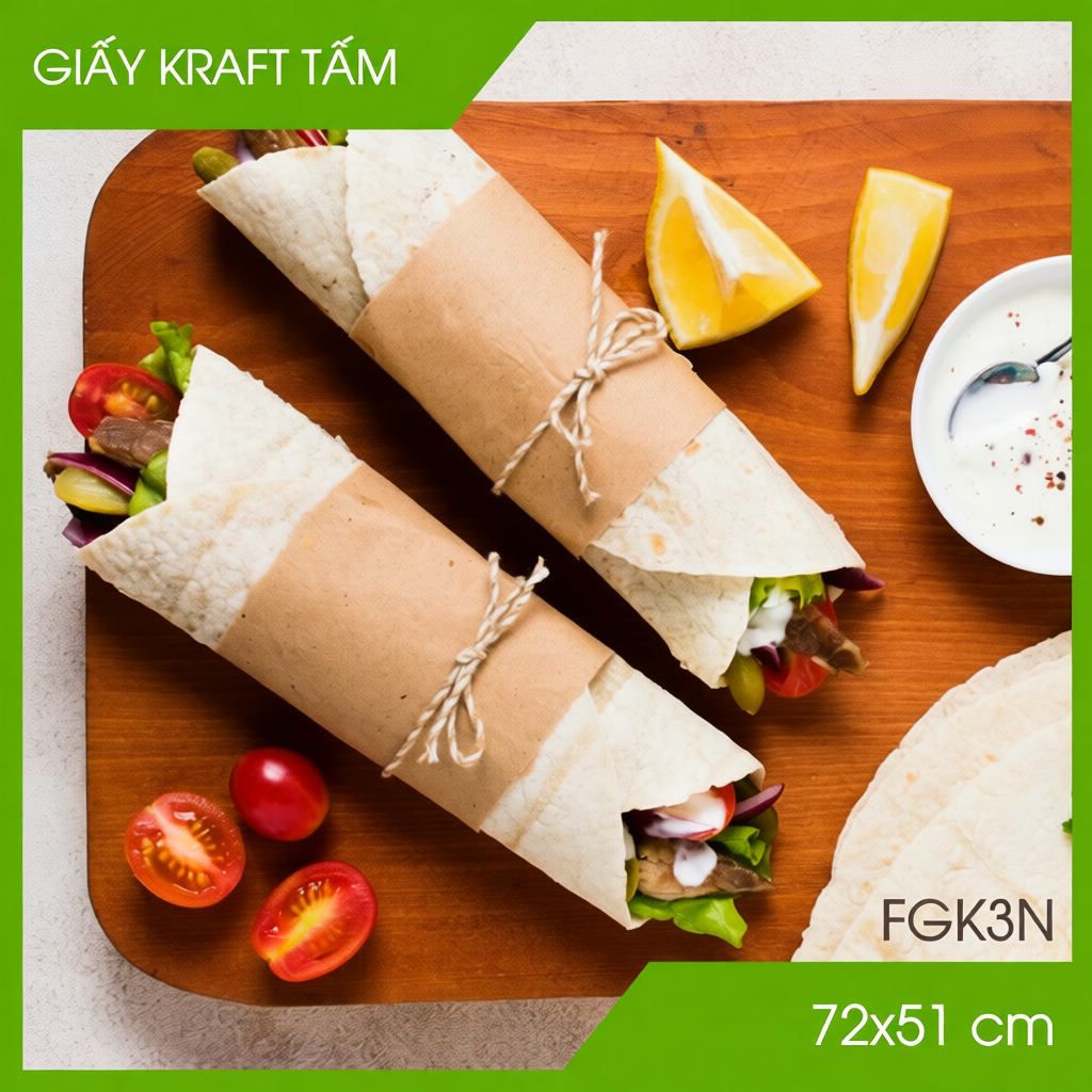 FGK3N - 51x72cm - Combo 100 tấm giấy Kraft nâu gói thực phẩm